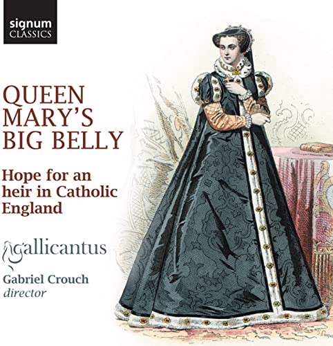 CD cover depicting Queen Mary I in elaborate Tudor-era gown.