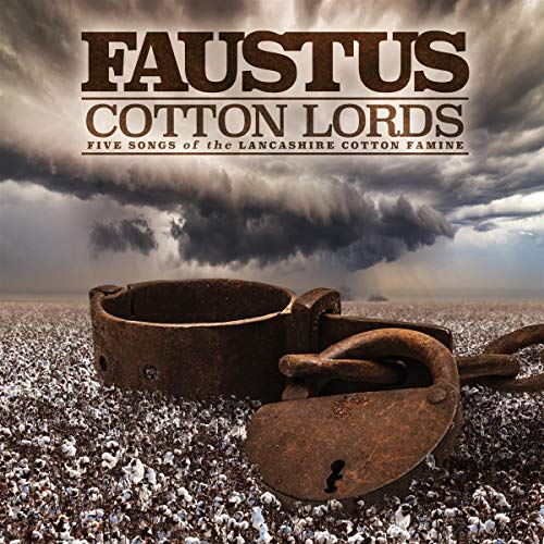 Rusty padlock on raw cotton with cloudy sky, Faustus album cover.