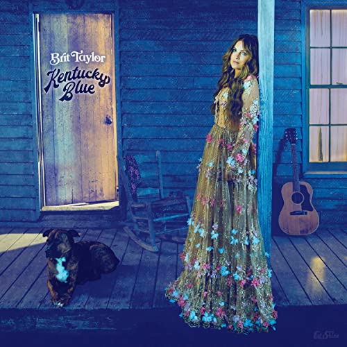 Brit Taylor album cover: woman with guitar, dog, and rustic porch.