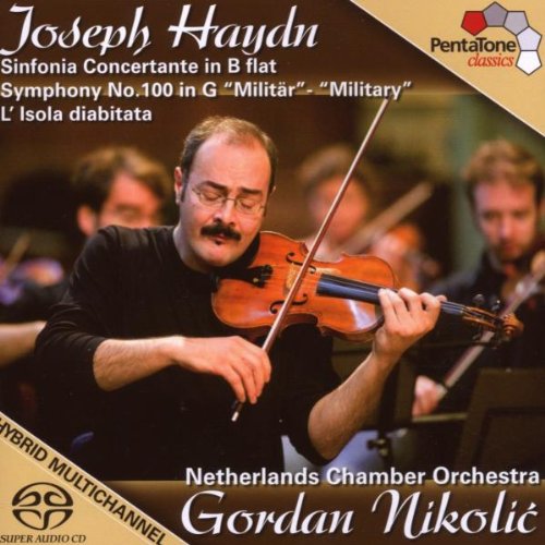 CD cover featuring a man playing violin with orchestra members in the background.