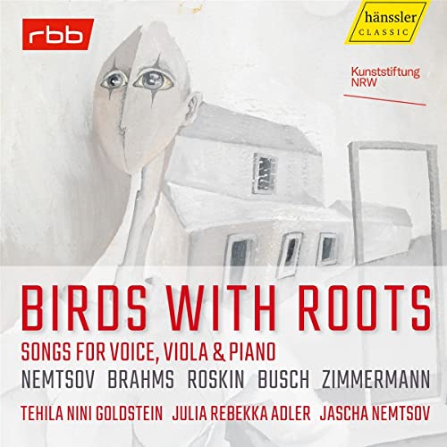 CD cover: illustrated face with a house, text “Birds with Roots.”