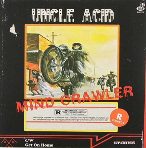 Vinyl record cover: biker with children, red and black color scheme.