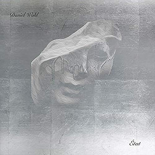 A grey album cover with a textured, abstract, white, folded design in the center.