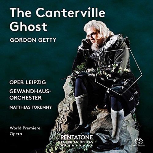 CD cover for "The Canterville Ghost" opera, featuring a man on a rock.
