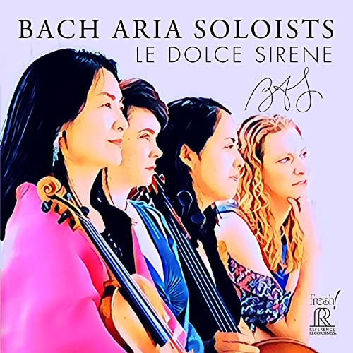 CD cover featuring four women with string instruments, pastel background.