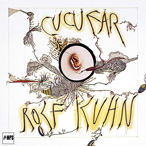 Album cover for Rolf Kuhn’s “Cucu Ear” featuring abstract ear illustration.