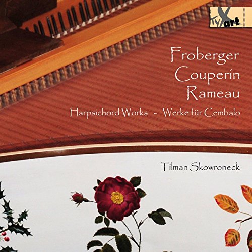 CD cover featuring a harpsichord's interior with floral designs and white text.