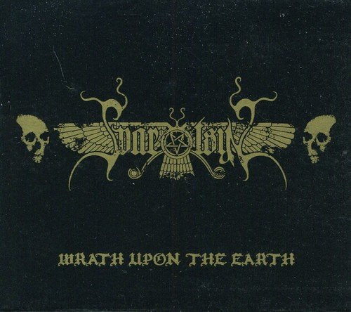 Black CD cover with gold band logo, skulls, and text "Wrath Upon The Earth".
