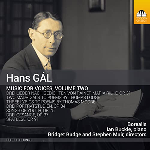 CD cover for Hans Gál’s “Music for Voices, Vol. 2” featuring a portrait.
