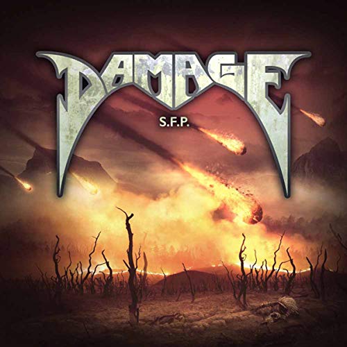 CD cover for Damage S.F.P. depicts a fiery, post-apocalyptic landscape.