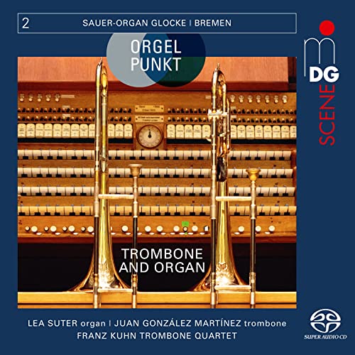 CD cover featuring golden trombones and a pipe organ interior.
