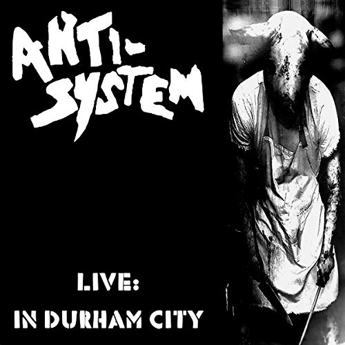 Black and white album cover featuring text "ANTI-SYSTEM" and a figure with a lamb.