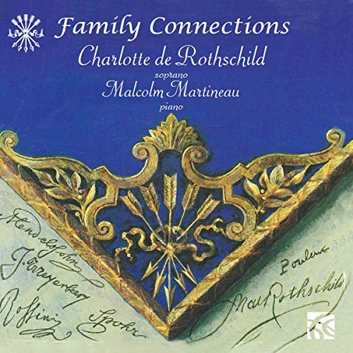 "Album cover with blue background, gold ornament, and handwritten signatures."
