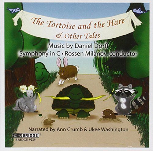 Cartoon CD cover featuring a tortoise, hare, and other animals in a forest scene.