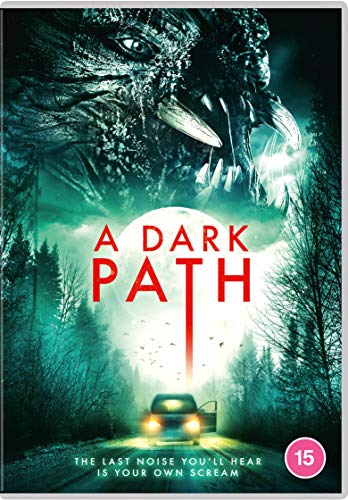"A Dark Path" DVD cover featuring a monster looming over a car in a forest.