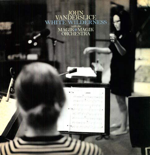 Vinyl record cover: John Vanderslice, "White Wilderness," orchestral scene.