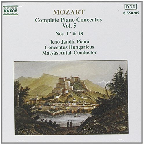 Mozart CD cover featuring a landscape painting with a castle and river.