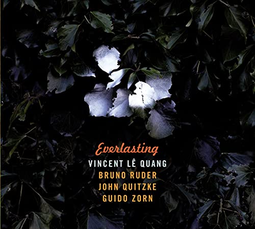 CD cover for Vincent Le Quang’s “Everlasting” featuring white flowers on black.