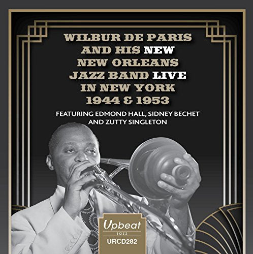 Jazz CD cover featuring a man playing trumpet, with gold border and text overlay.