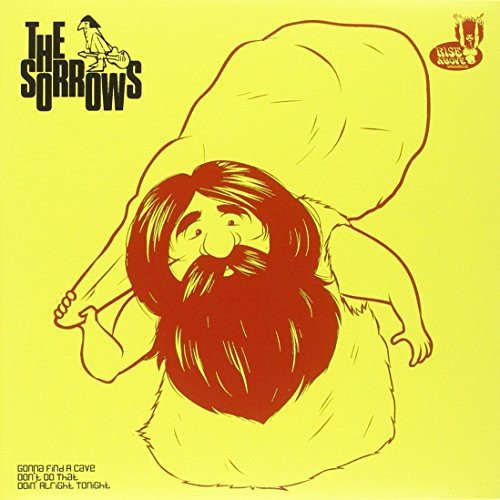 Yellow vinyl record cover with cartoon caveman illustration.