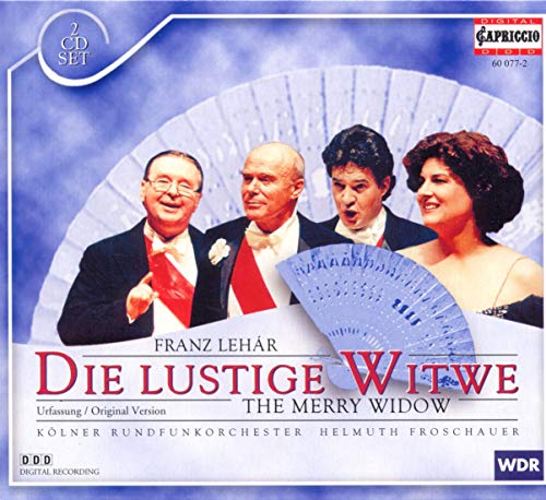 CD cover for “Die Lustige Witwe” featuring three opera singers.