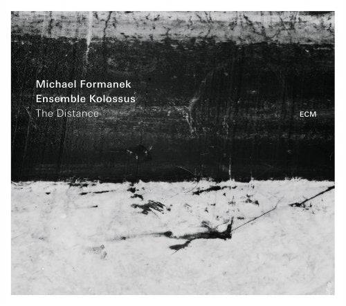 Black and white album cover with abstract design and white text on a dark background.