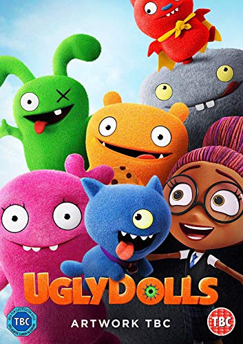 "Ugly Dolls DVD cover featuring colorful cartoon characters and a bright yellow background."