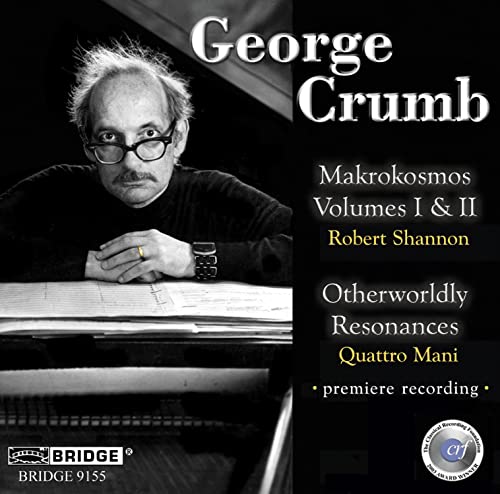 CD cover featuring composer George Crumb and sheet music.