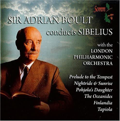 CD cover featuring Sir Adrian Boult conducting Sibelius with the London Philharmonic.