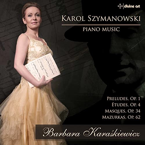 CD cover featuring pianist Barbara Kara?kiewicz and musical notation.