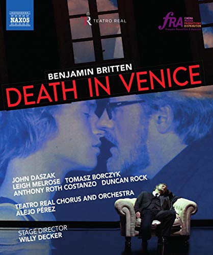 Blue-ray cover for "Death in Venice" featuring a man sitting in a chair.