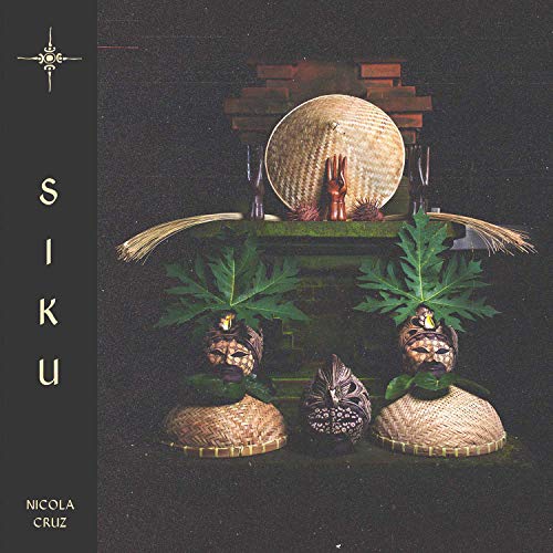 CD cover for Nicola Cruz’s “Siku” featuring masks, plants, and a sphere.