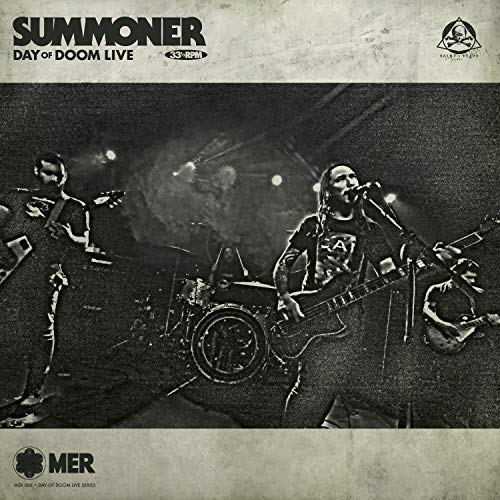 Black and white album cover featuring a live metal band performing.