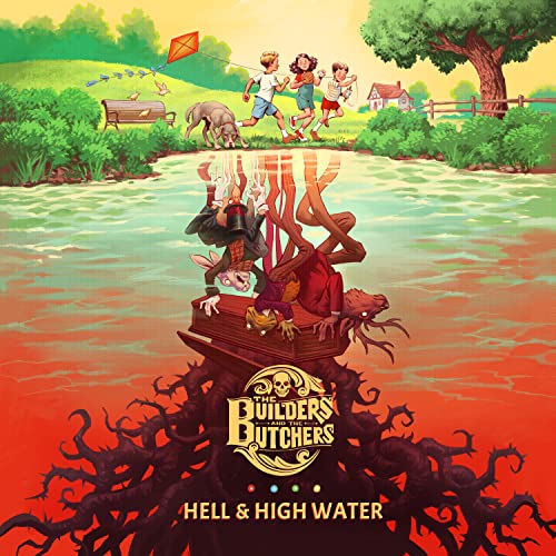 Album cover for Builders & Butchers’ “Hell & High Water” with surreal imagery.