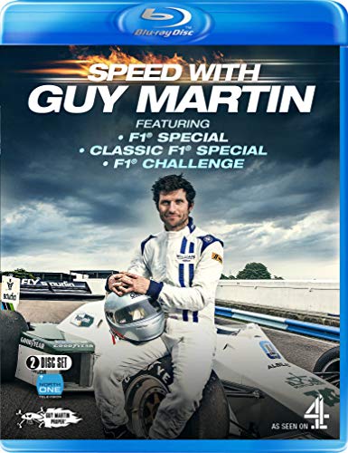 Blu-ray case with Guy Martin in a racing suit beside a Formula 1 car.