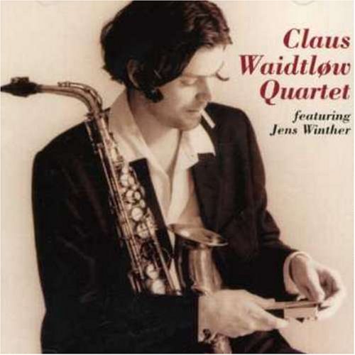 "Album cover with a man holding a saxophone and a lit cigarette."