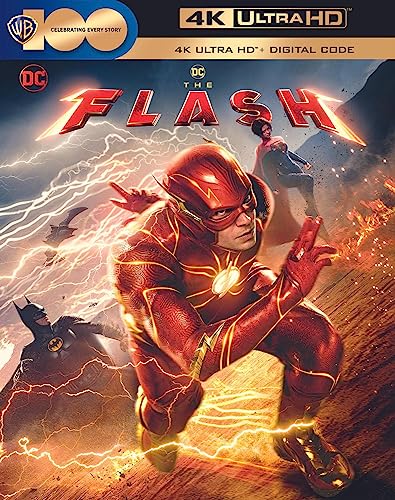 The Flash Blu-ray cover featuring the superhero running amidst lightning.
