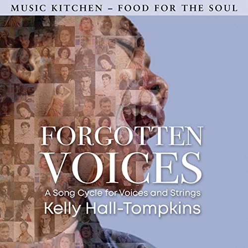 CD cover for “Forgotten Voices” by Kelly Hall-Tompkins, featuring faces.
