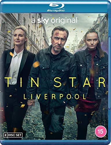 "Blu-ray case with three people on the cover, titled 'Tin Star: Liverpool'."