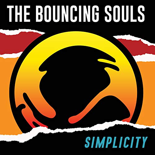 "Album cover with a black silhouette and gradient background, titled 'The Bouncing Souls - Simplicity'."