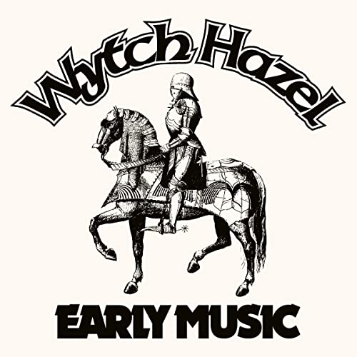 Wytch Hazel album cover: knight on horseback, black and white illustration.