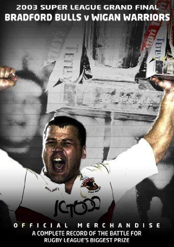 2003 Super League Grand Final DVD cover featuring a rugby player celebrating.
