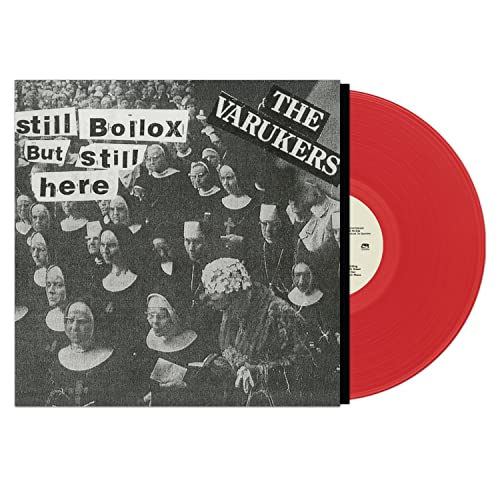 Vinyl record cover featuring black and white photo of nuns with red vinyl disc.