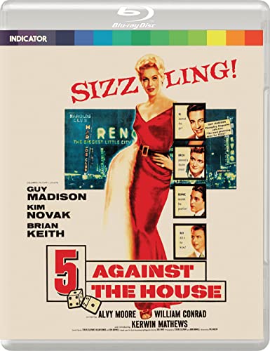 “5 Against The House” Blu-ray cover featuring Kim Novak in a red dress.