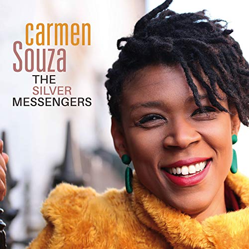 CD cover featuring Carmen Souza, a Black woman with dreadlocks smiling.