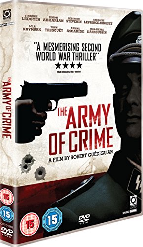 DVD cover for "Army Of Crime" featuring a gun and soldier's face.