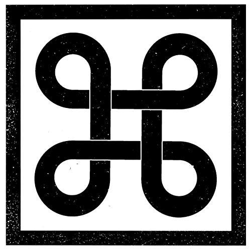 Black and white CD cover with a geometric, knotted symbol design.