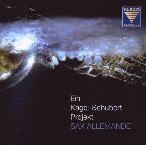 "CD cover featuring a saxophone with text and a logo on a black background."
