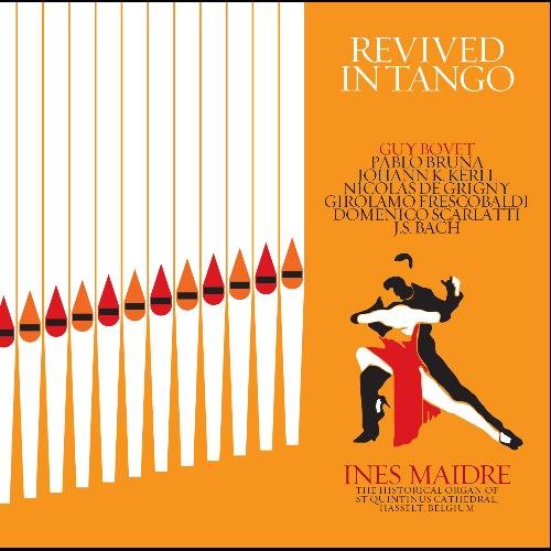 Orange CD cover with organ pipes and dancing couple illustration, featuring artist and title.