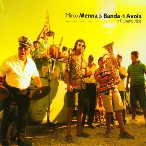 "CD cover featuring a group of men playing instruments around a vintage car."